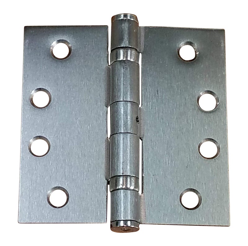 Hinge Outlet Square Ball Bearing Commercial Door Hinges, Heavy Duty Steel,Non-Removable Pin (4 Inch,Satin Nickel, 2 Pack) - Image 1